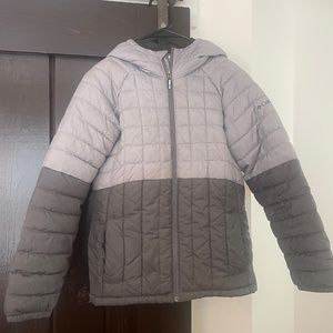 Boys Columbia Lightweight Winter Puffer Coat Gray/Black Zippered M (10-12)